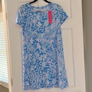 Lilly Pulitzer Cody Short Sleeve Dress Boca Blue Sea what I Sea XS